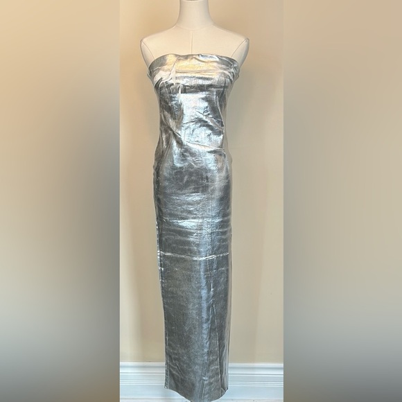 Zara Silver Strapless Dress - Picture 14 of 16